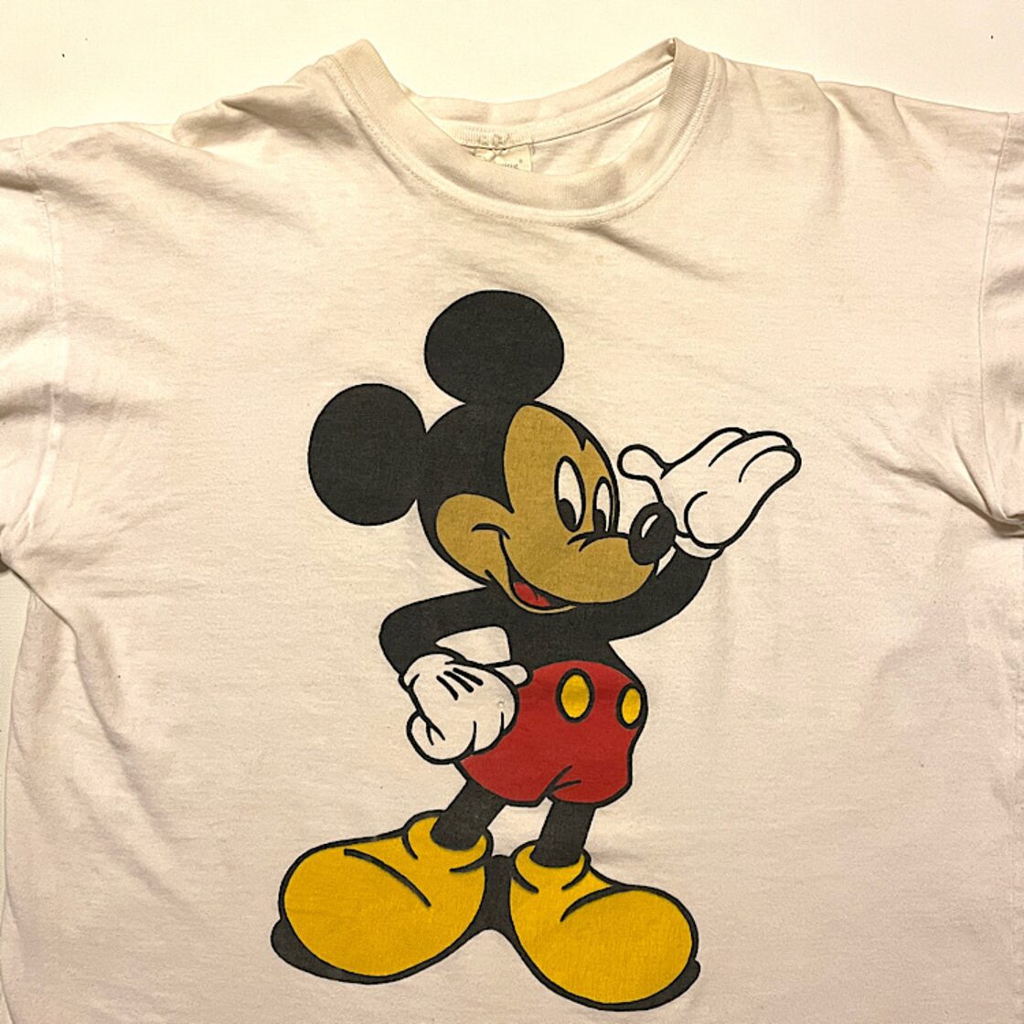激レア 80s 黒人ミッキーマウス ビンテージ Tシャツ 日焼けミッキー(白 