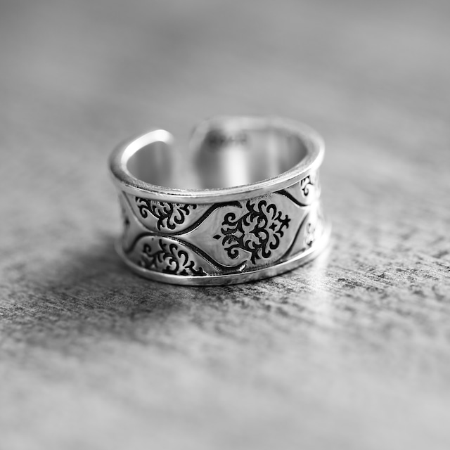 S925 Arabesque Pattern Ring / B&C