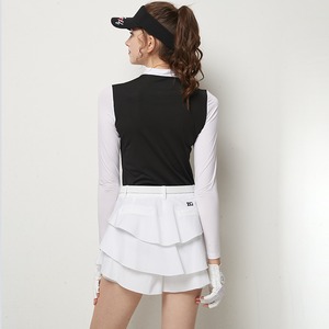 ハイネック　長袖トップス　日焼け防止　モノトーン