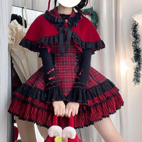 ゆめかわ♡ケープ付きワンピース＆インナーレイヤーセット　set23★