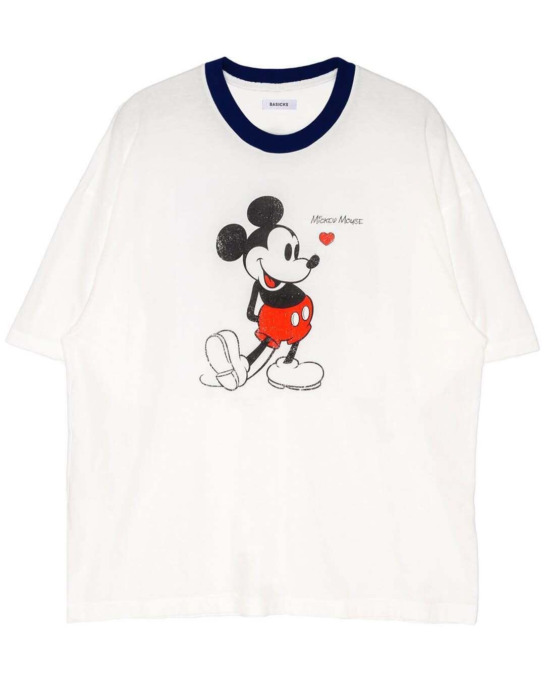 25SS】BASICKS x Mickey Mouse Vintage Ringer T-shirt (BLUE) DIS
