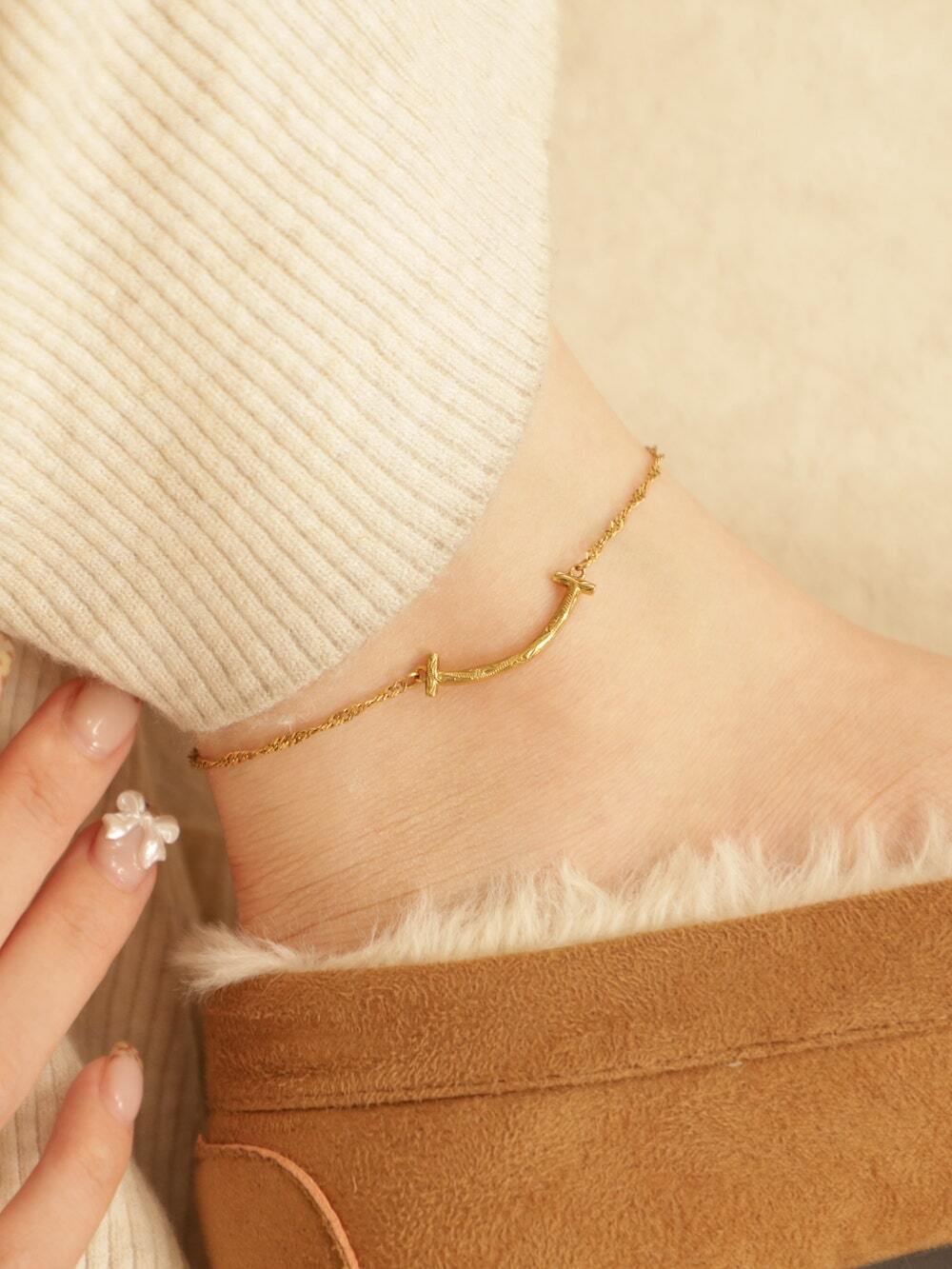 【 screw 】 316L hawaiian Tbar anklet #a08