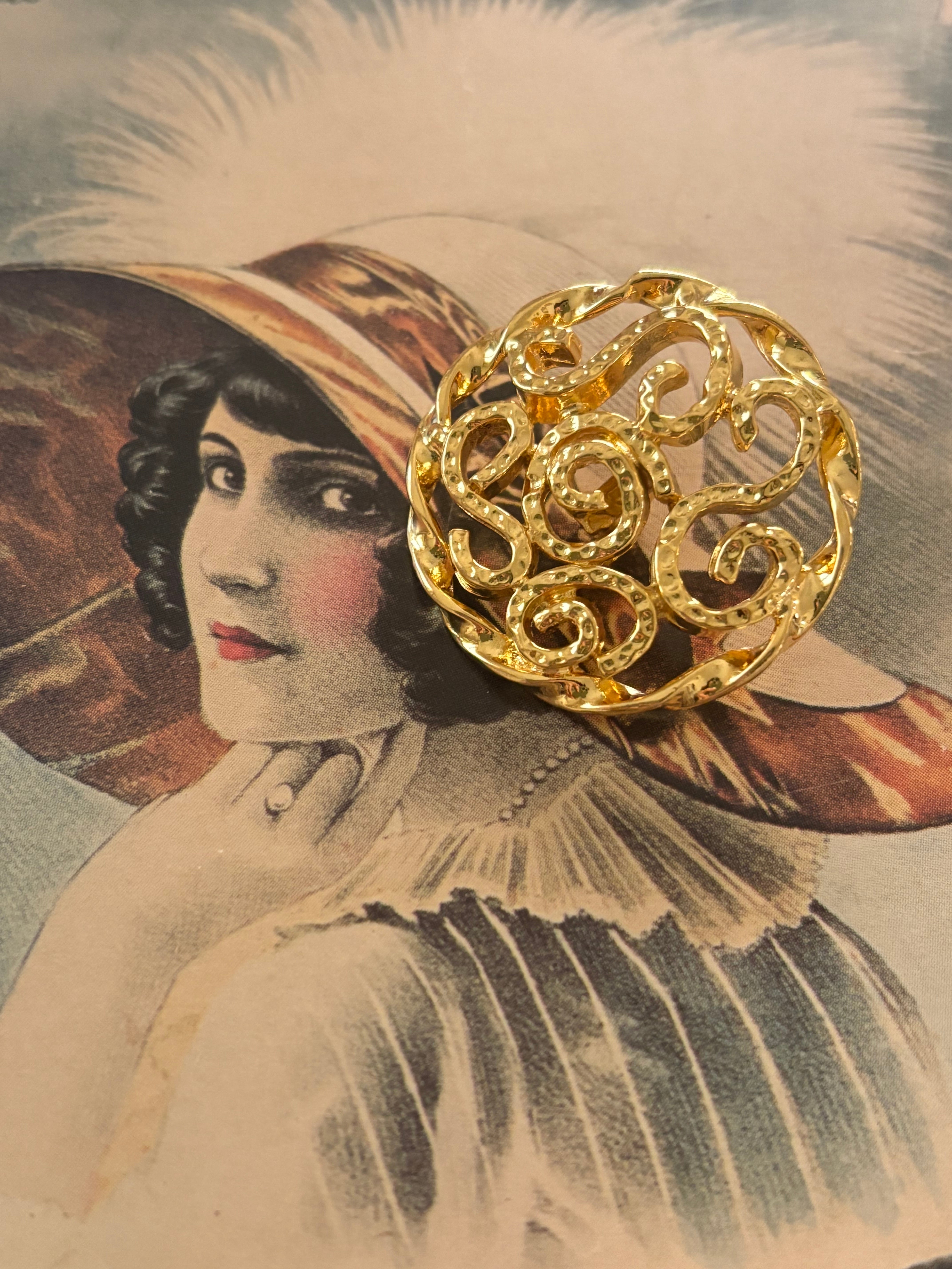 Japanese Vintageボタン 透かし メタルボタン 29mm アクセサリーパーツ デコレーション材