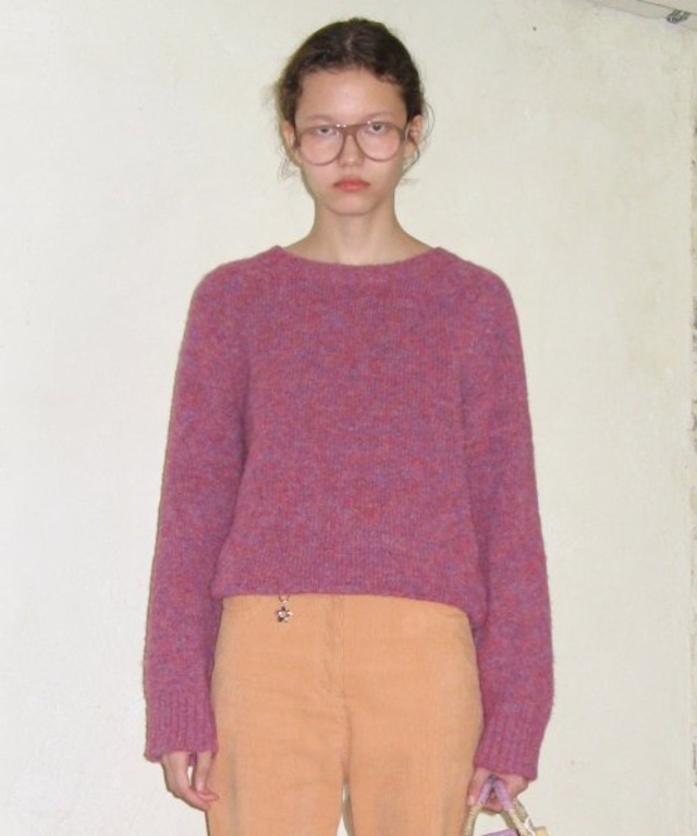 [SINOON] MIXED PULLOVER KNIT (PLUM)