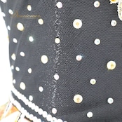 社交ダンス 衣装 ラテン ドレス ワンピース 黒 ゴールド 金 フリル レース 高級感 パーティ 発表会 デモ 競技 ダンス 上品 ブラック系 ゴールド系 おしゃれ フリル袖 輝き コンペティション エレガント