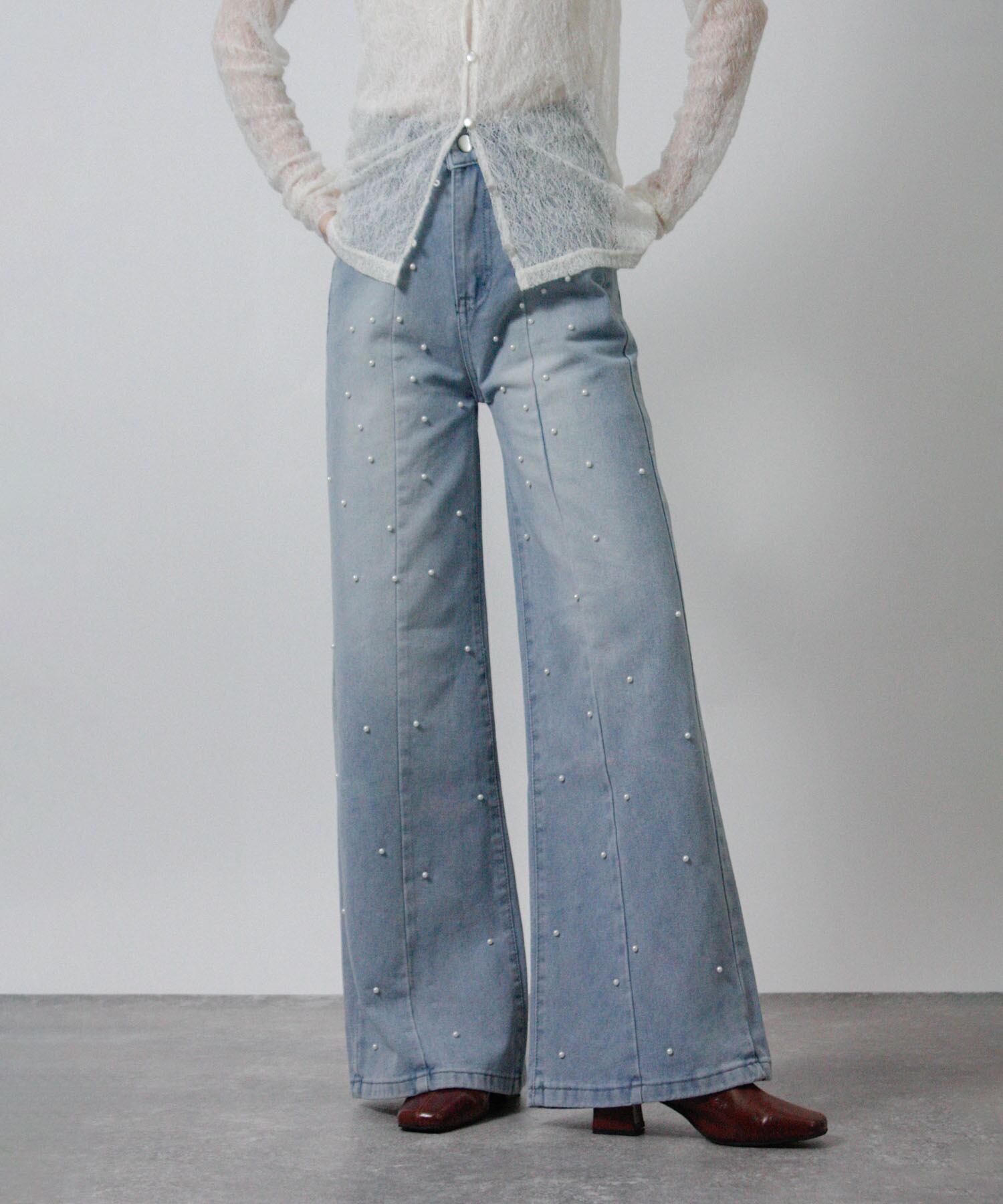 前後パールデニムパンツ