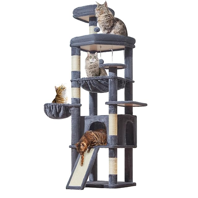猫用品 Taoqimiao キャットタワー 大型猫用 高さ約146cm 据え置き式 猫 