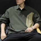 Twill Switch Design Button Down Polo Shirt ◇2color H0473