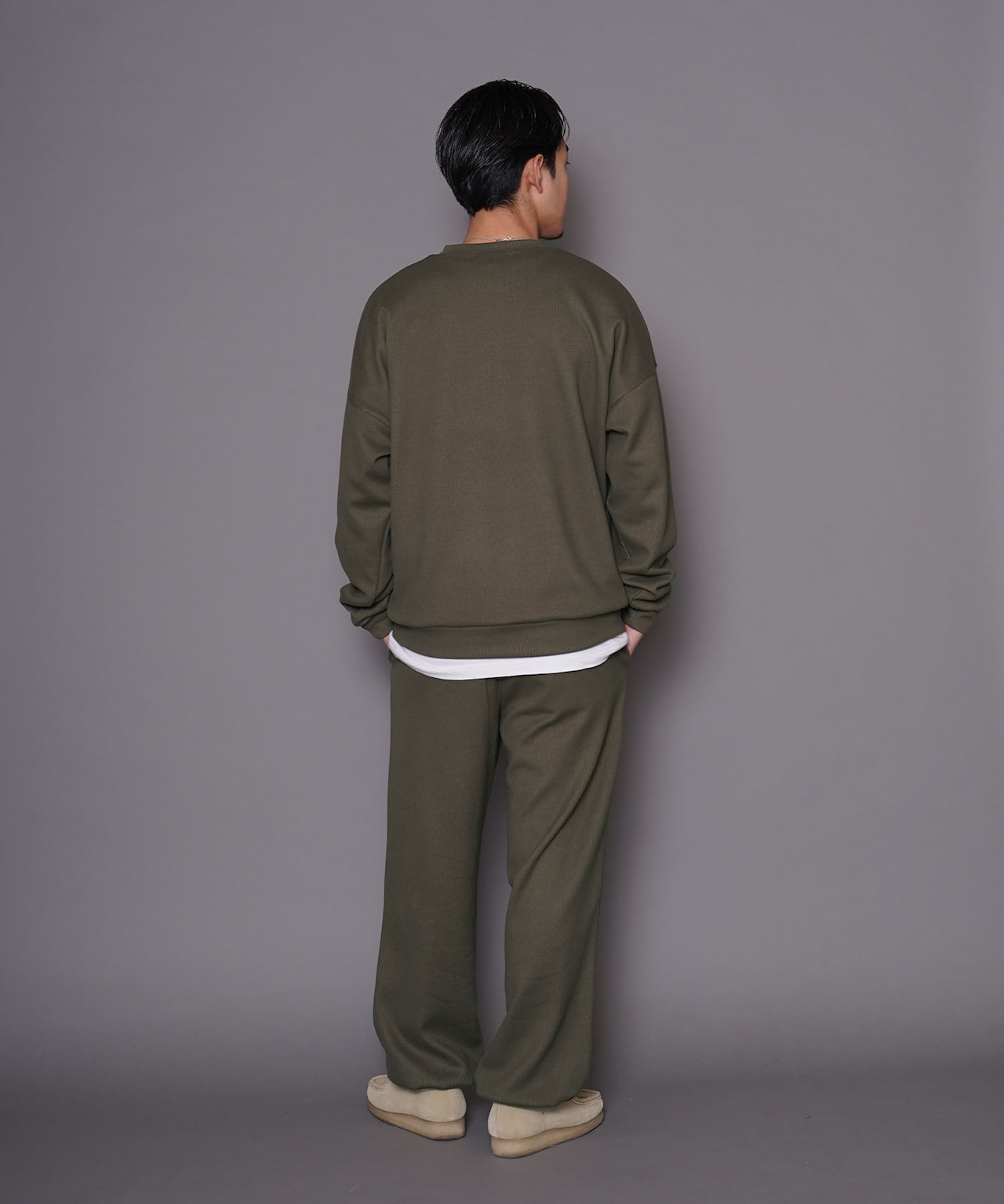 【#Re:room】EMBOSS LOGO STRETCH RIB WIDE PANTS［REP199］