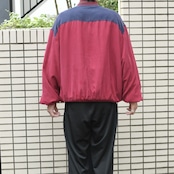 Argyle switching designsilk blouson