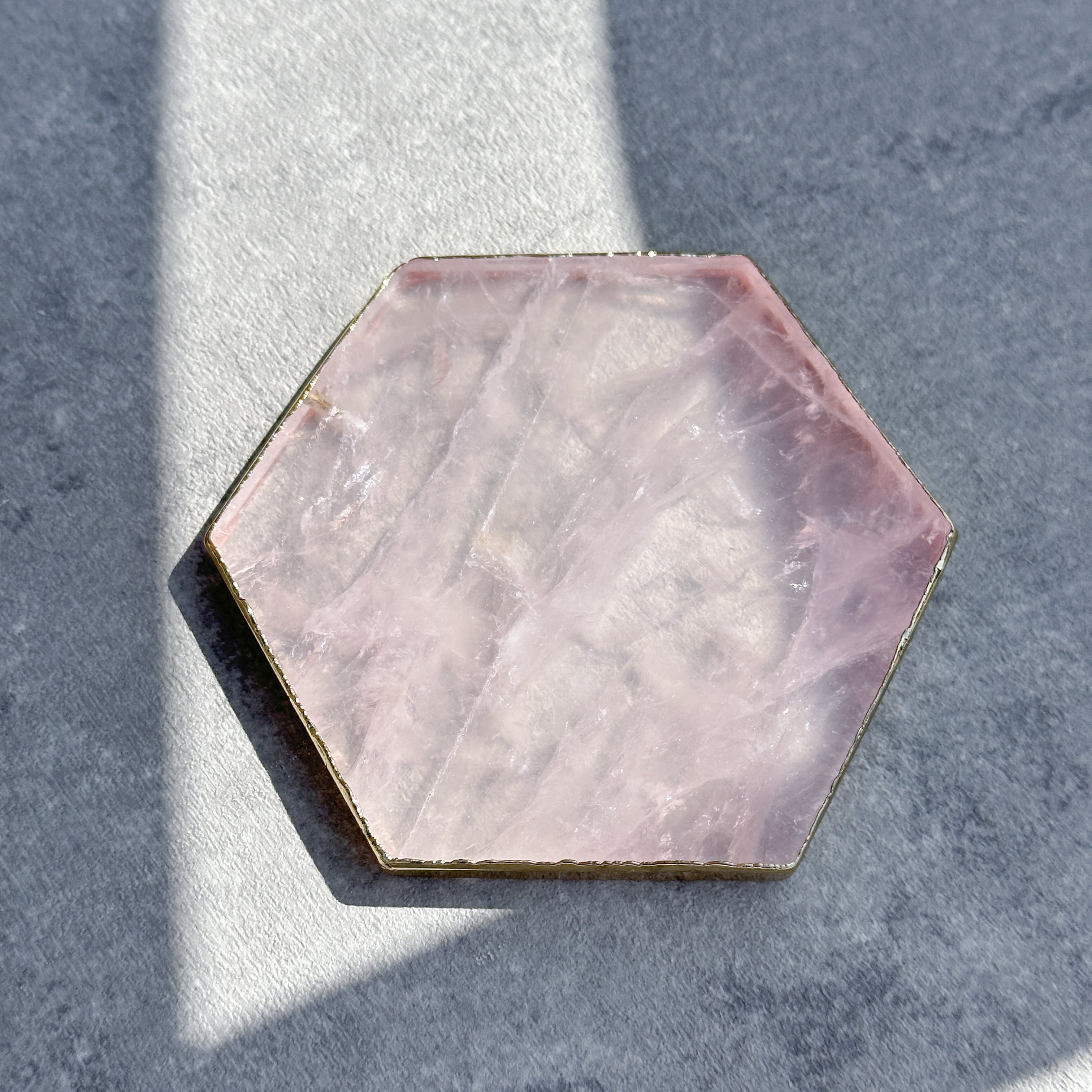 ローズクォーツコースター・六角形◇Rose Quartz Coaster