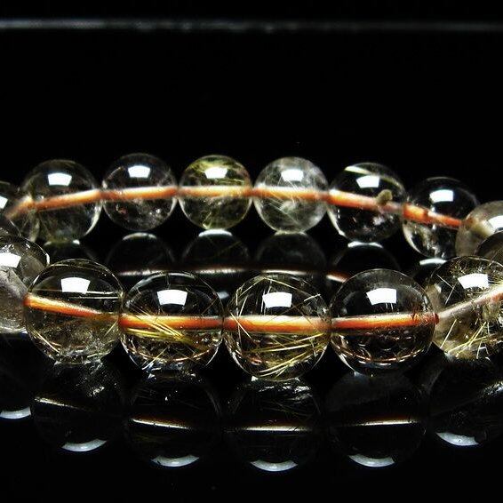 ルチルクォーツ ブレスレット 13mm タイチンルチルクォーツ タイチンルチル 一点物 メール便可 [M便 1/10] 111-48989