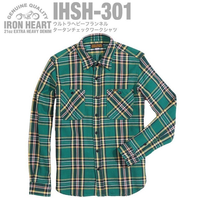 IRON HEART - IHSH-301 - Ult. Hvy. Flannel Tartan Check Work Shirt