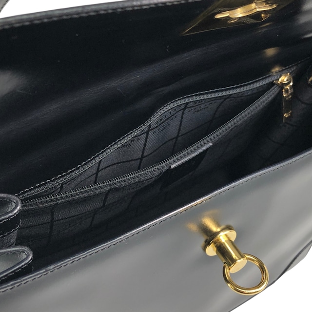 CELINE セリーヌ ハンドバッグ ブラック ガンチーニ マンテル レザー vintage ヴィンテージ オールド gpjwxc