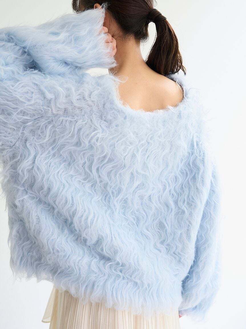 SNIDEL ライトブルー デザインニットカーディガン フリーサイズ SNIDEL（スナイデル） カーディガン デザインニットカーディガン