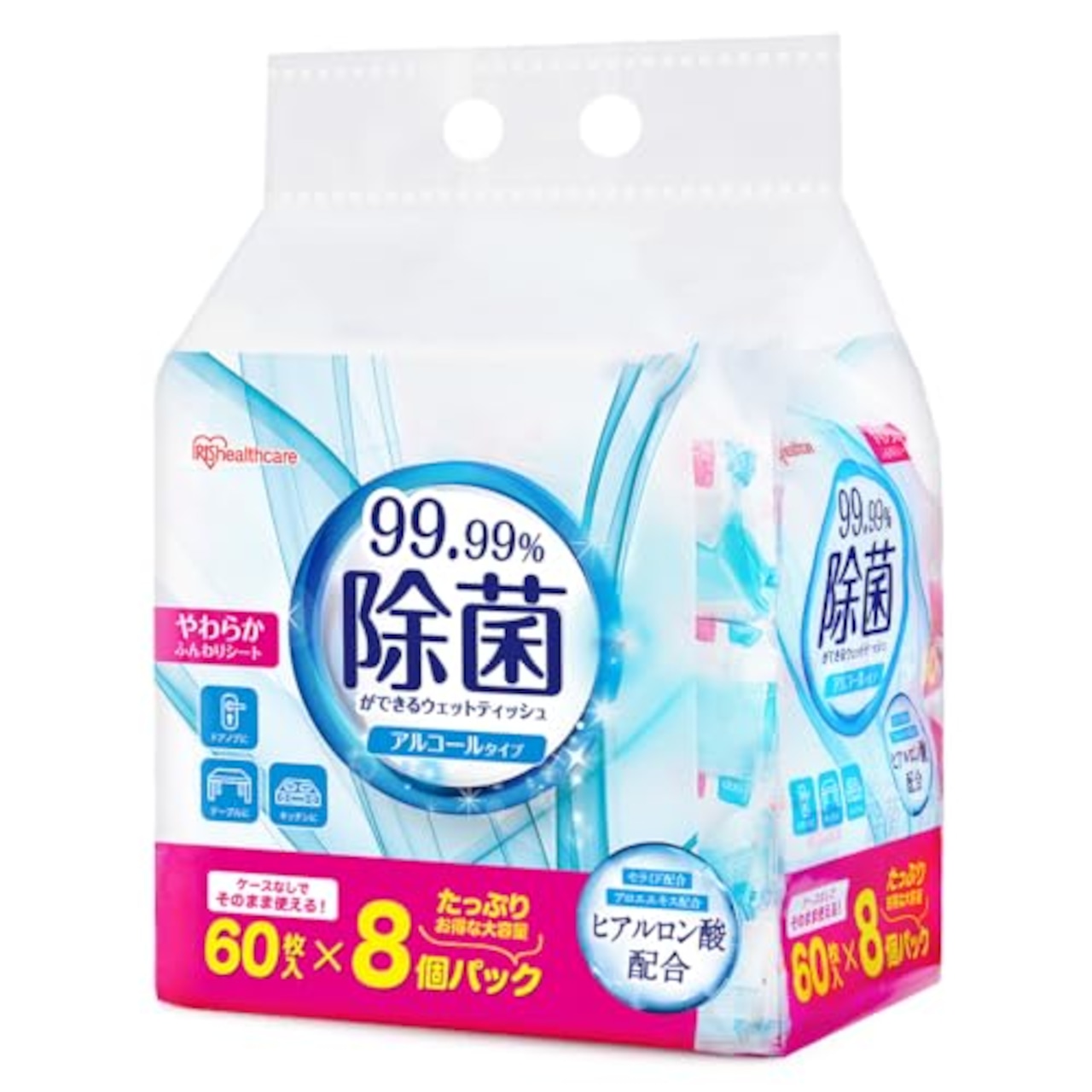 アイリスオーヤマ(IRIS OHYAMA) 除菌ができるウェットティッシュ アルコールタイプ 480枚(60枚入×8) WTS-60A8P