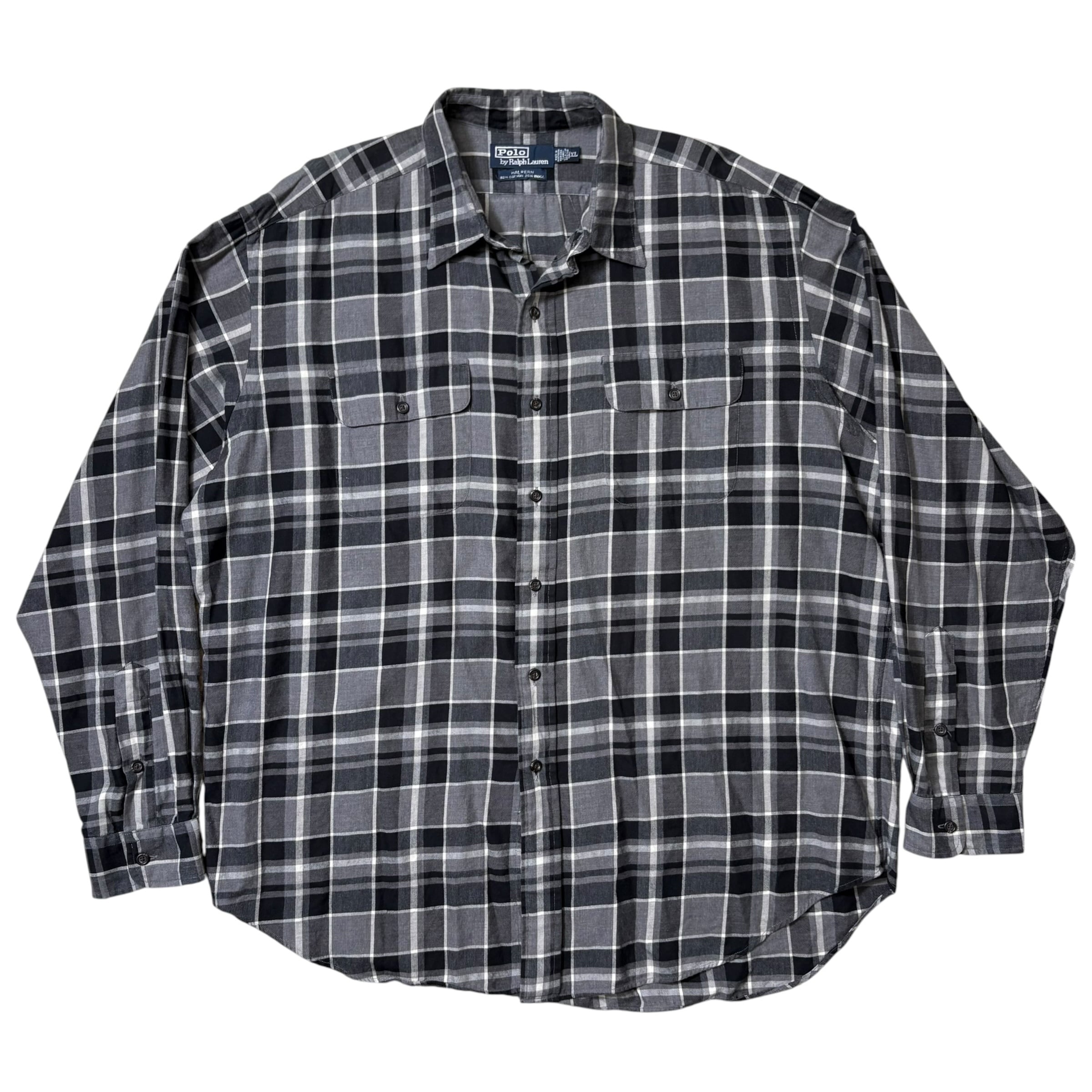 ラルフローレン SKI CAMP オープンカラー 開襟 黒 白 XXL 90s Polo by Ralph Lauren ラルフローレン SKI CAMP オープンカラー