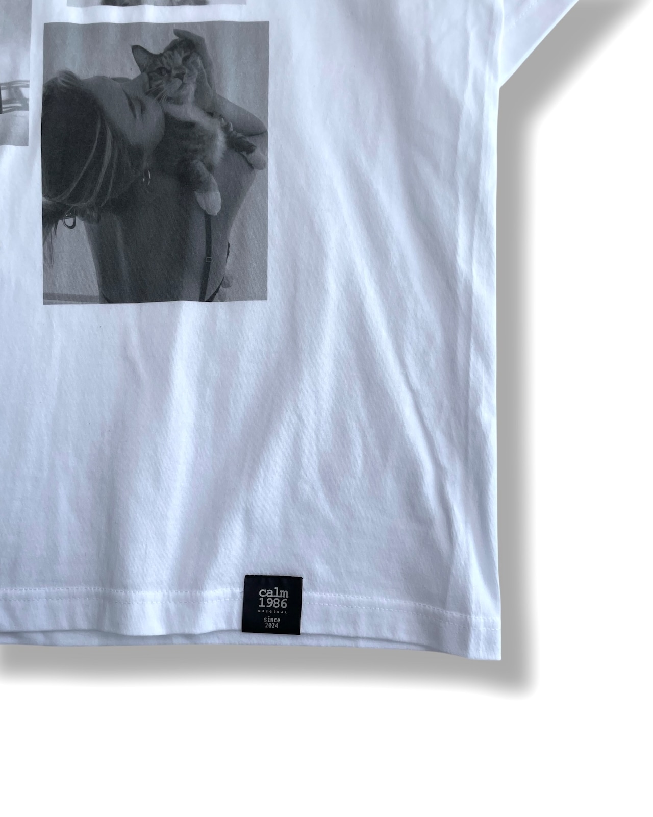 【calm original】relax fit cat photo tee <2color>