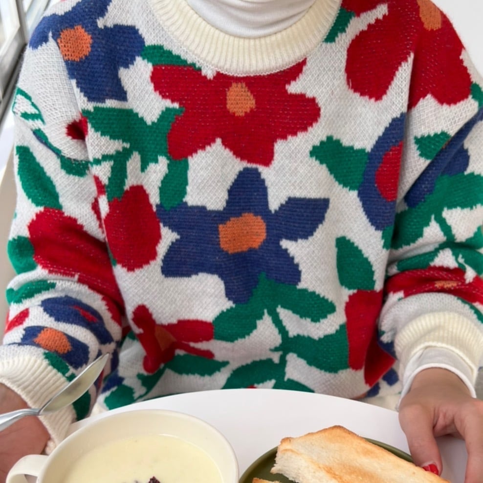 フラワーニットセーターLN01641