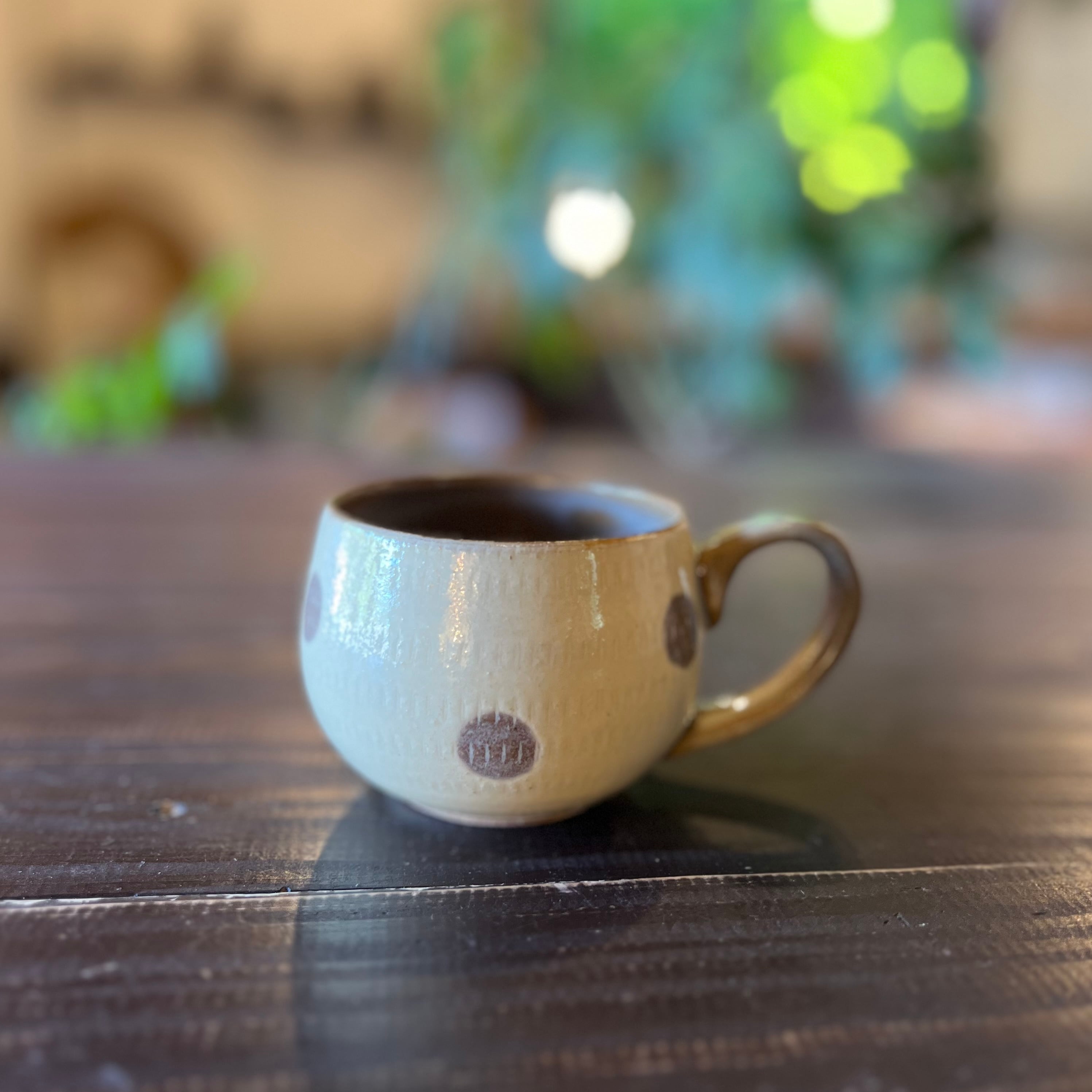 コーヒーカップ丸＊水玉＊つや | 翁明窯元
