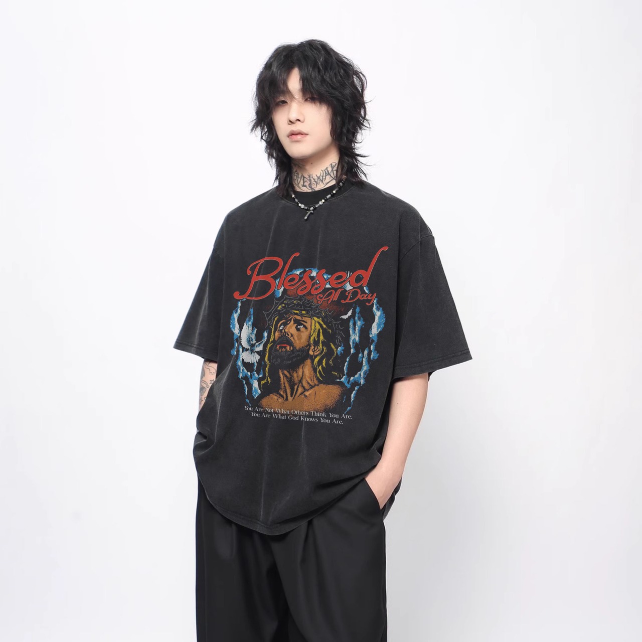 VINTAGE ストリート BLESSED Tシャツ T1780