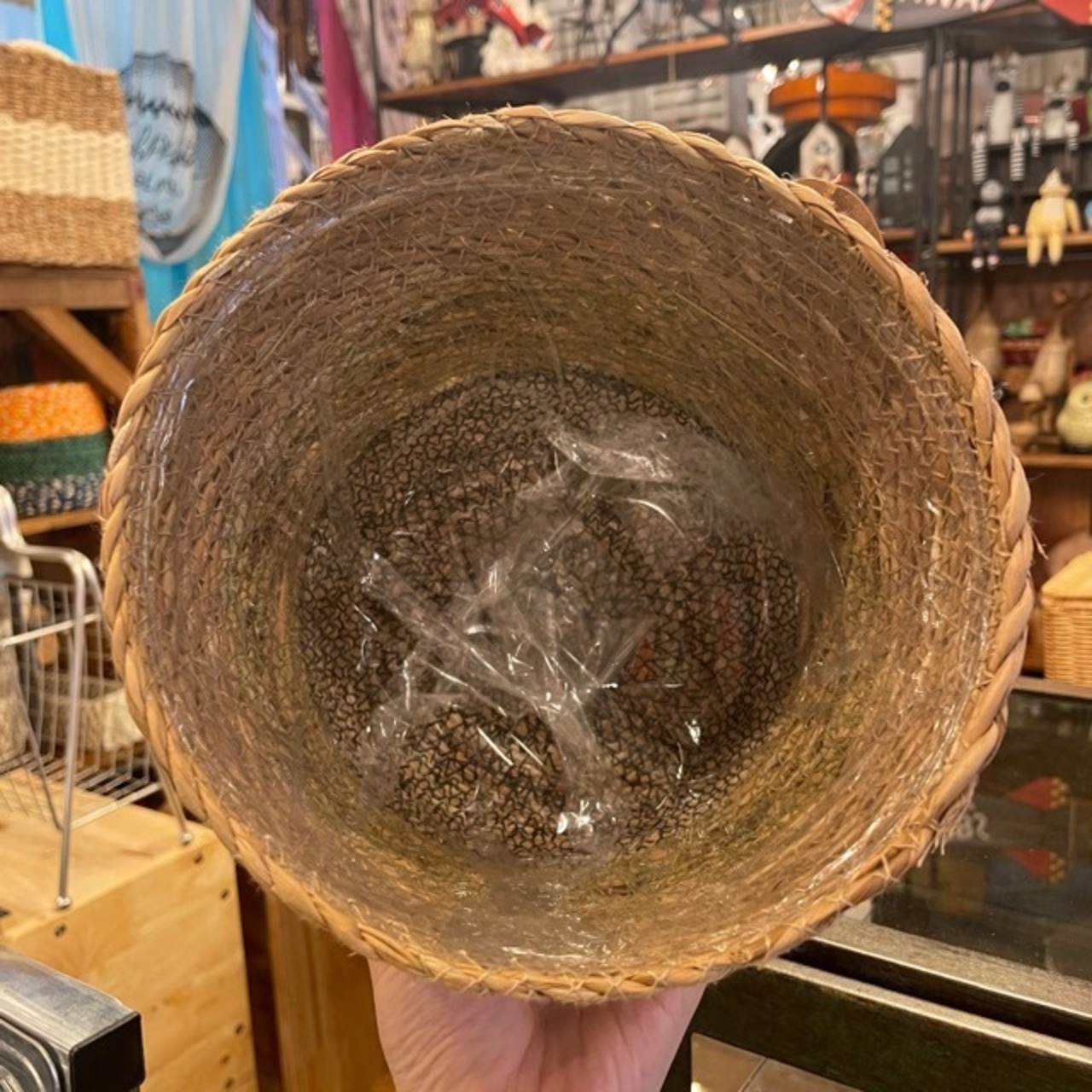 Bangladesh Nursery pot 2color pink green / ナーセリーポット 園芸 室内 観葉植物 水草 カゴ 編み物 手編み ハンドメイド かわいい グリーン ピンク 天然素材 バングラデシュ リビング雑貨 インテリア