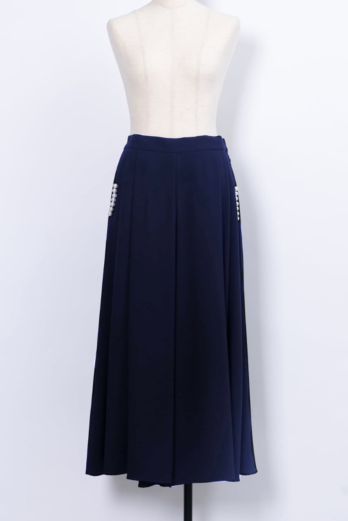 Pearl Asymmetry Tuck Pants DARK NAVY