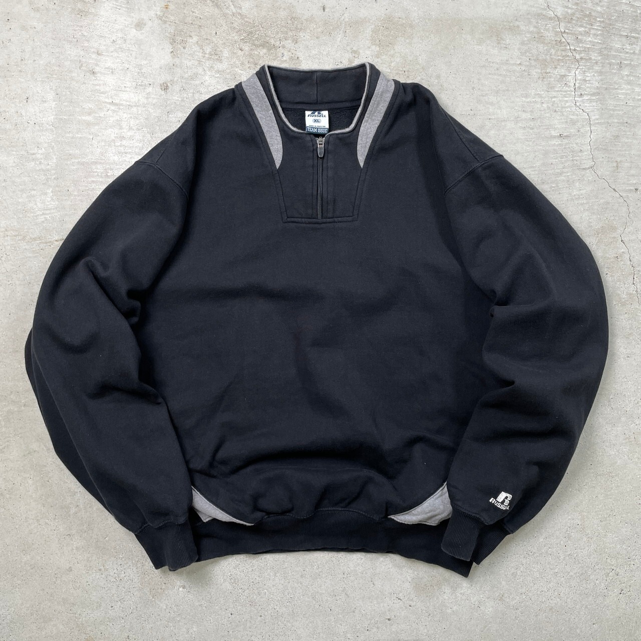 00年代 RUSSELL TEAM ISSUE ハーフジップ デザインスウェット メンズXL 