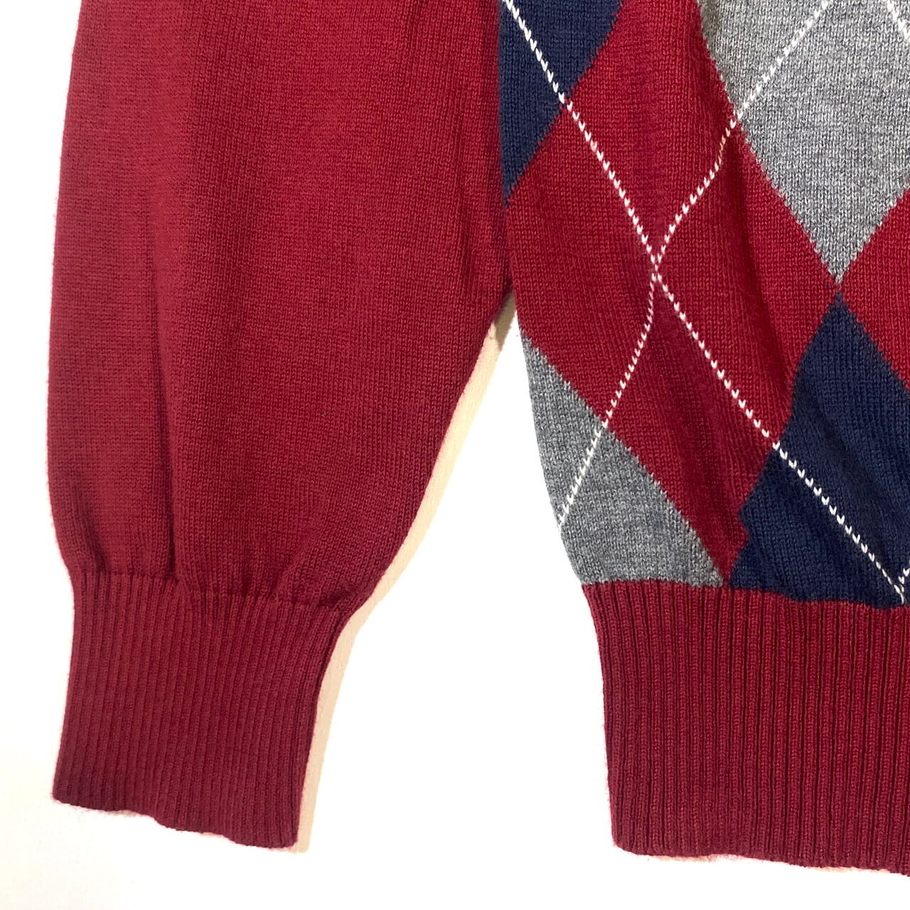TOMMY HILFIGER アーガイル Vネック サイドポイント刺繍ロゴ XL 