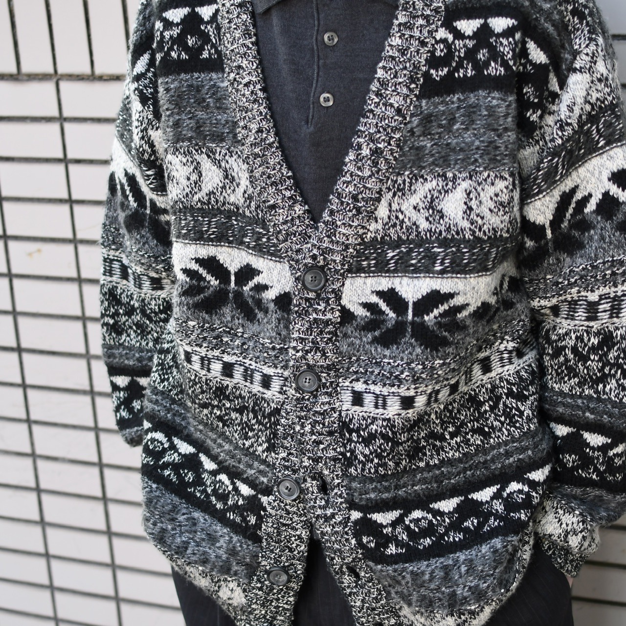 monotone wool acryl cardigan