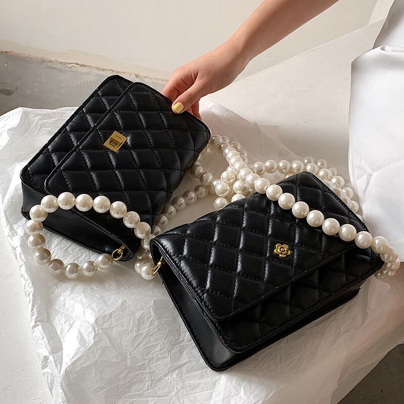 レッドスタイルパールチェーン 真珠 スクウェア メッセンジャーバッグ Tiancai_Wing_Bag72832190881