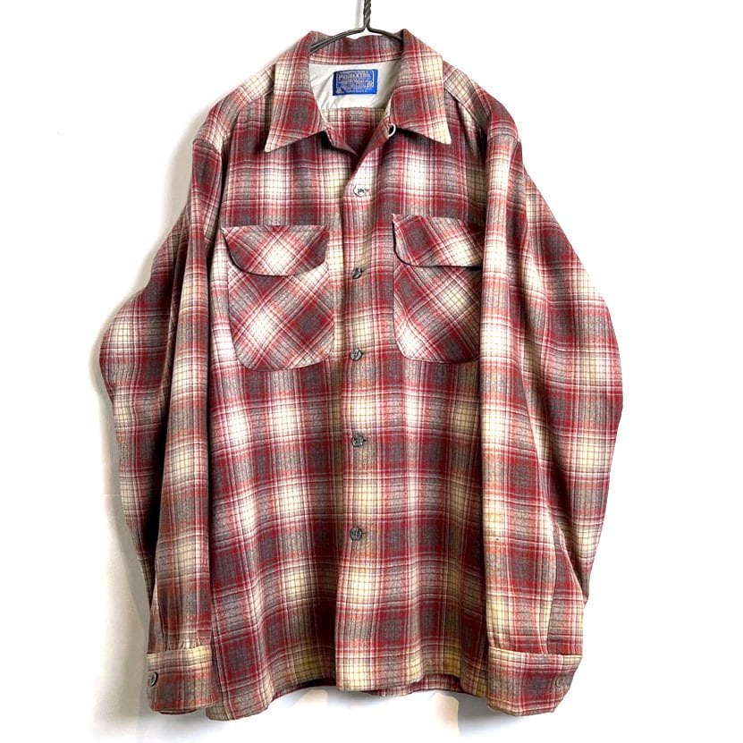 トップス 70s Pendleton Plaid Loop Collar Shirts M VTG 60s 70s PENDLETON Loop Collar Board Shirt Mens M Flap Pockets