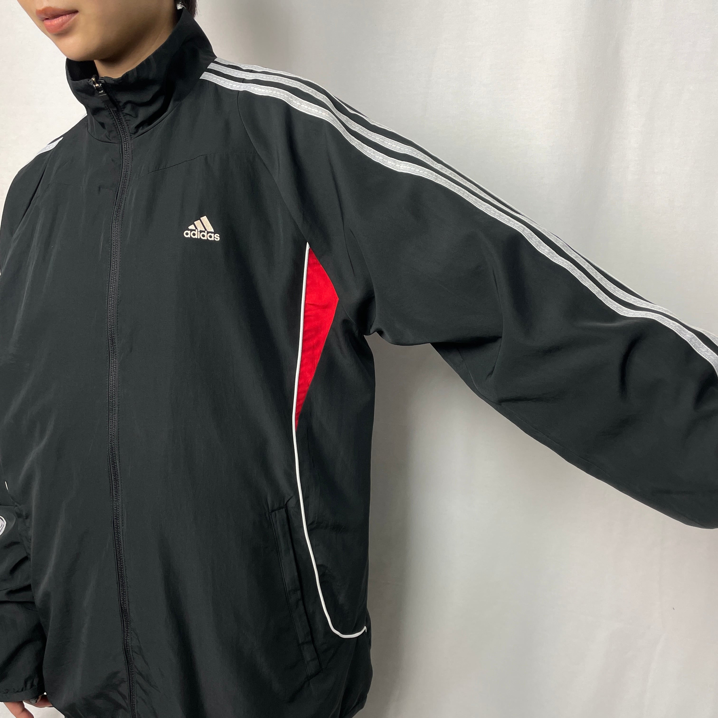 90s adidas ナイロンパンツ ワイド トラック L 赤 バギー - 通販 ...