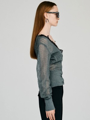 【26AW | WOMEN】PRANK PROJECT プランクプロジェクト / トップス / Deep Neck Lace Cardigan　31262365407
