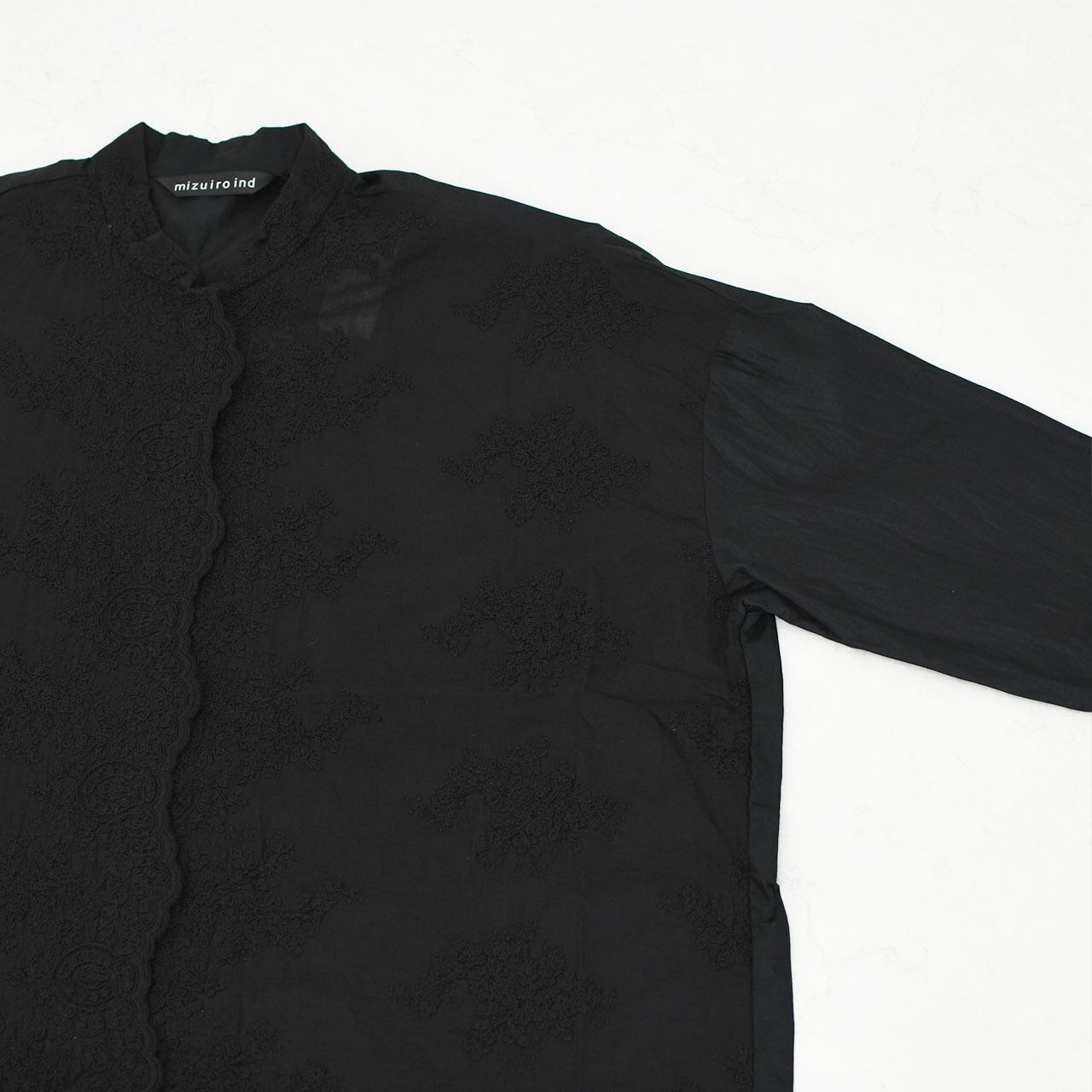 mizuiro ind [ミズイロ インド] lace stand collar wide shirt [1