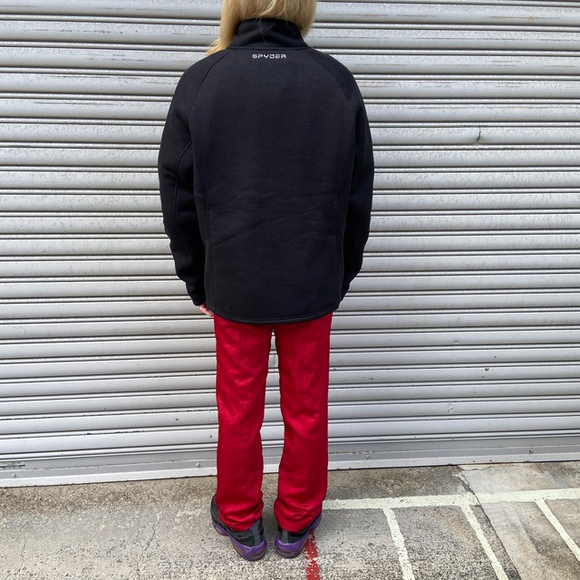 SPYDER フルジップニットフリースジャケット テック系ファッション 黒 L