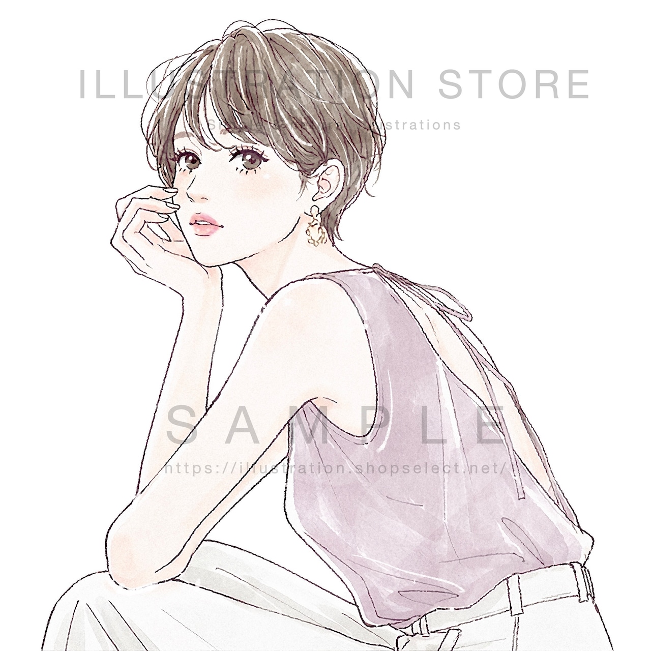 ショートヘアの女性のイラスト素材