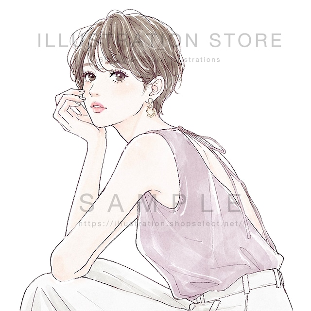 ショートヘアの女性のイラスト素材