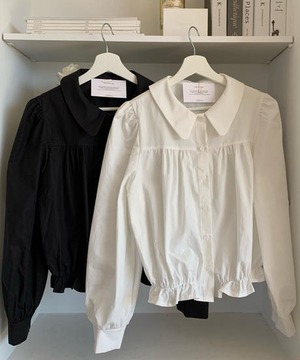 《即納商品》muffin gather blouse (ivory / black)