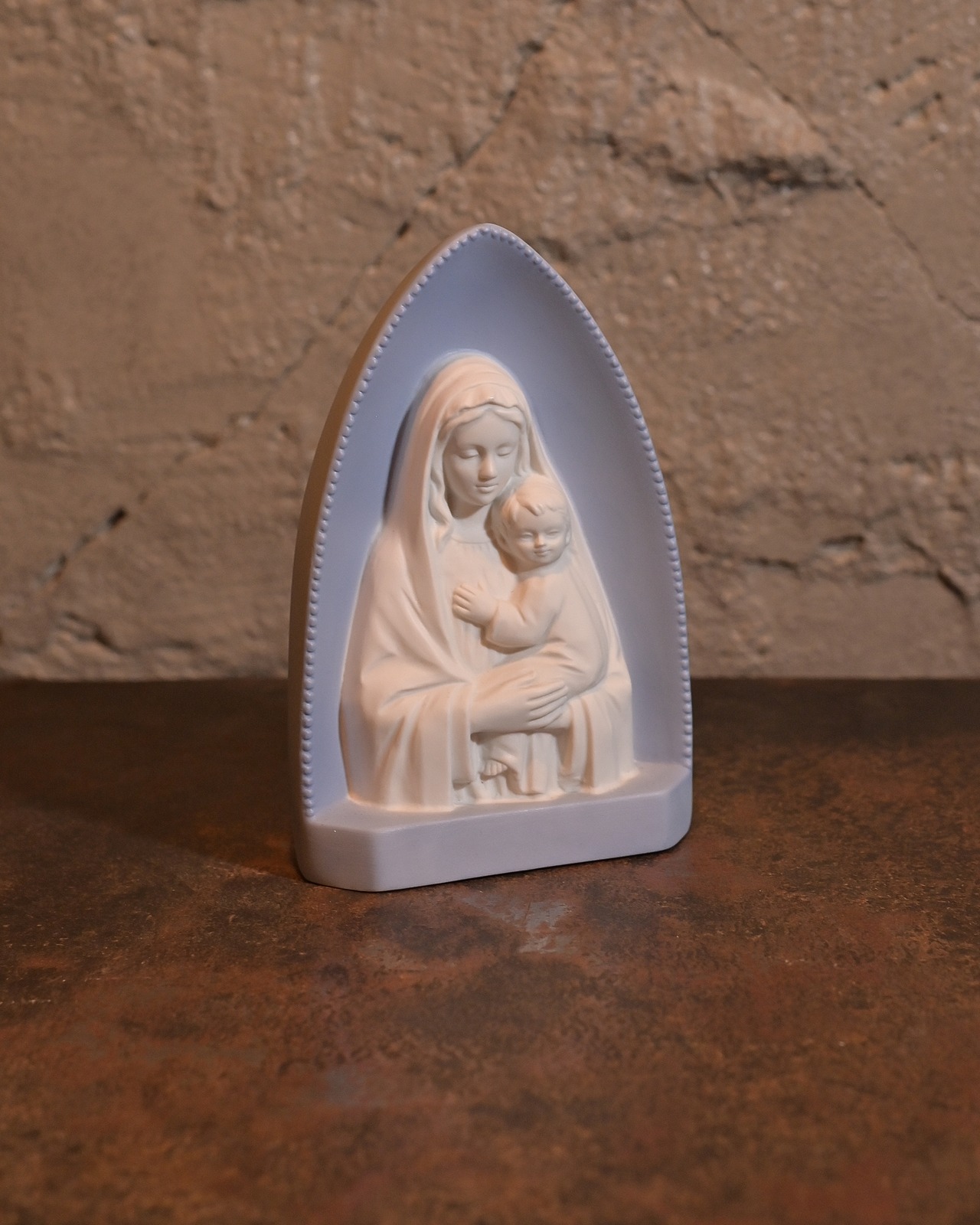 ヴィンテージ雑貨 陶器製 聖母子像 アーチ型置物