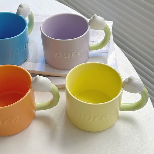 【CUP】キャンディ色系鈴蘭取っ手マグカップ