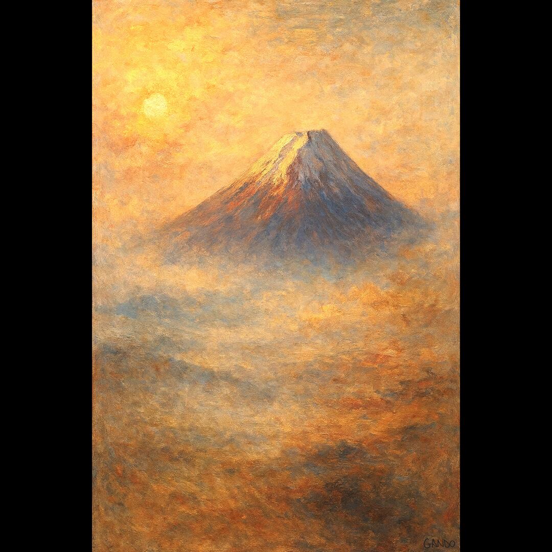 AI富士山】鶴(たづ)鳴き渡る富士 タンチョウ丹頂冬雪日本AI生成画像AI