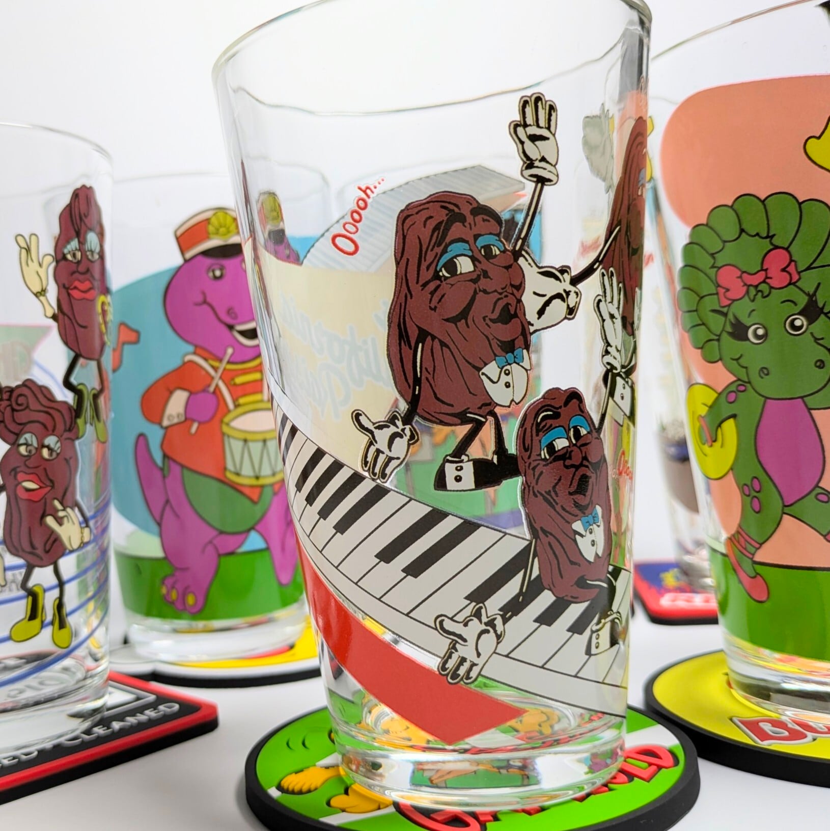 ♧【 AMERICAN PAIR GLASS / ペアグラス 】 『 California Raisins ( カリフォルニアレーズン ) 』ガラス / コップ / ペアグラスセット 〚アメリカン雑貨 アメトイ〛