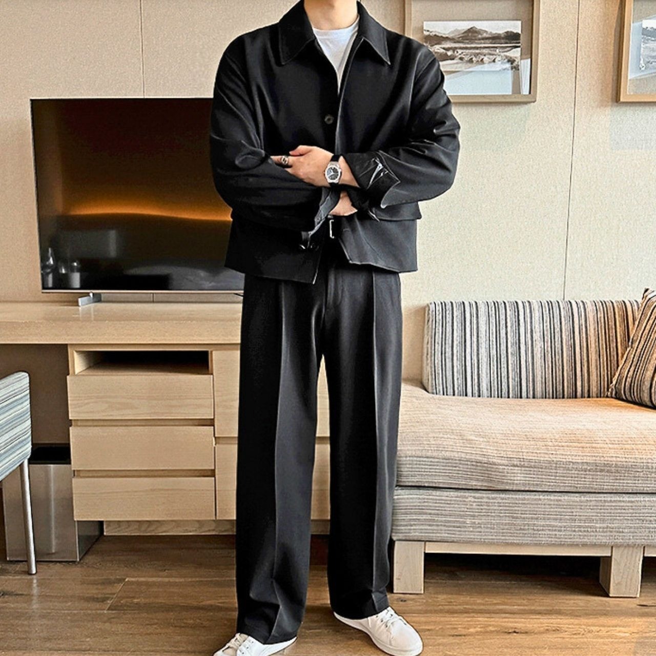 シンプルカジュアルパンツ（セットアップのジャケットあり）　MT0080421