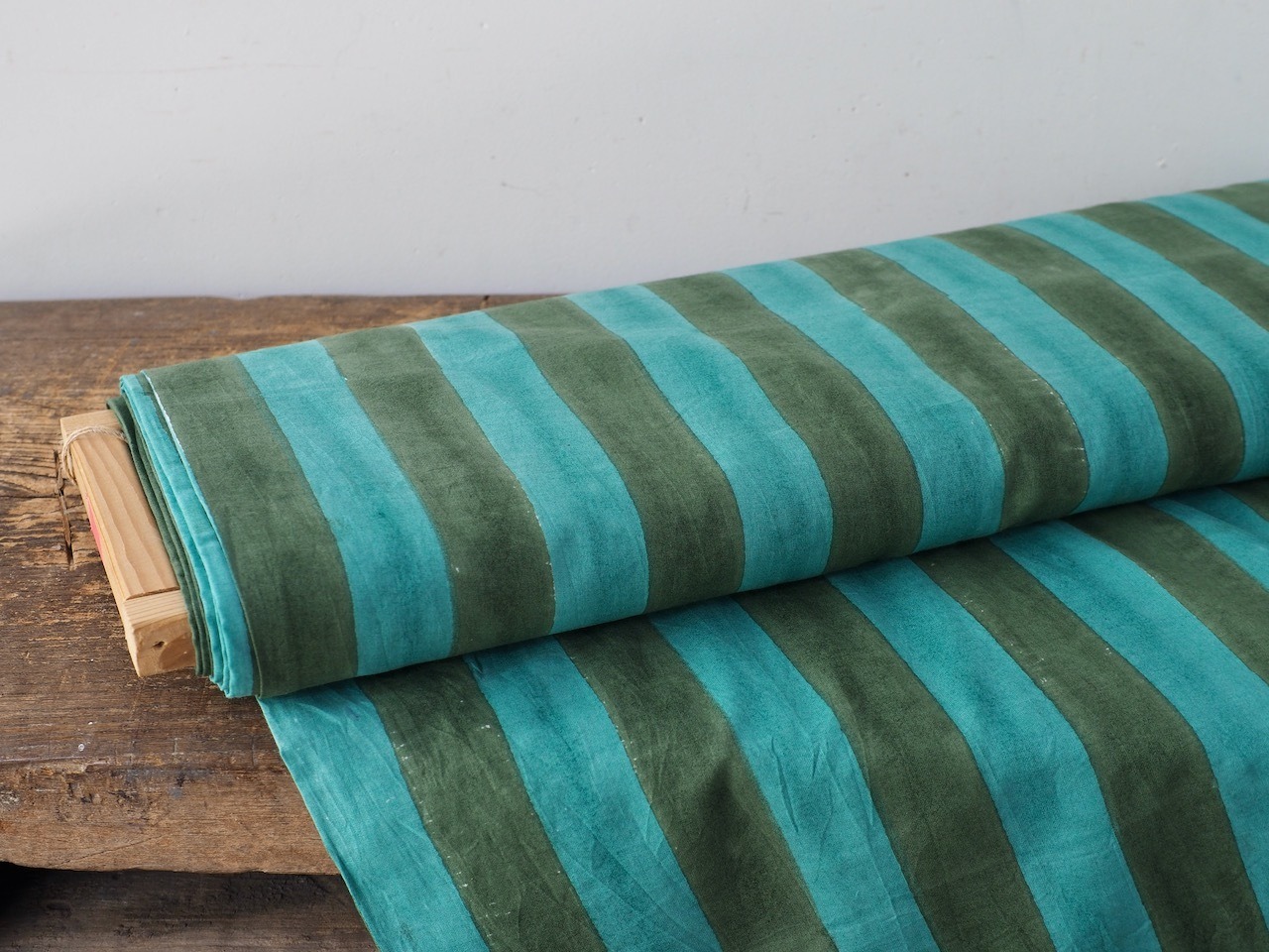 block print fabric d38 green×green