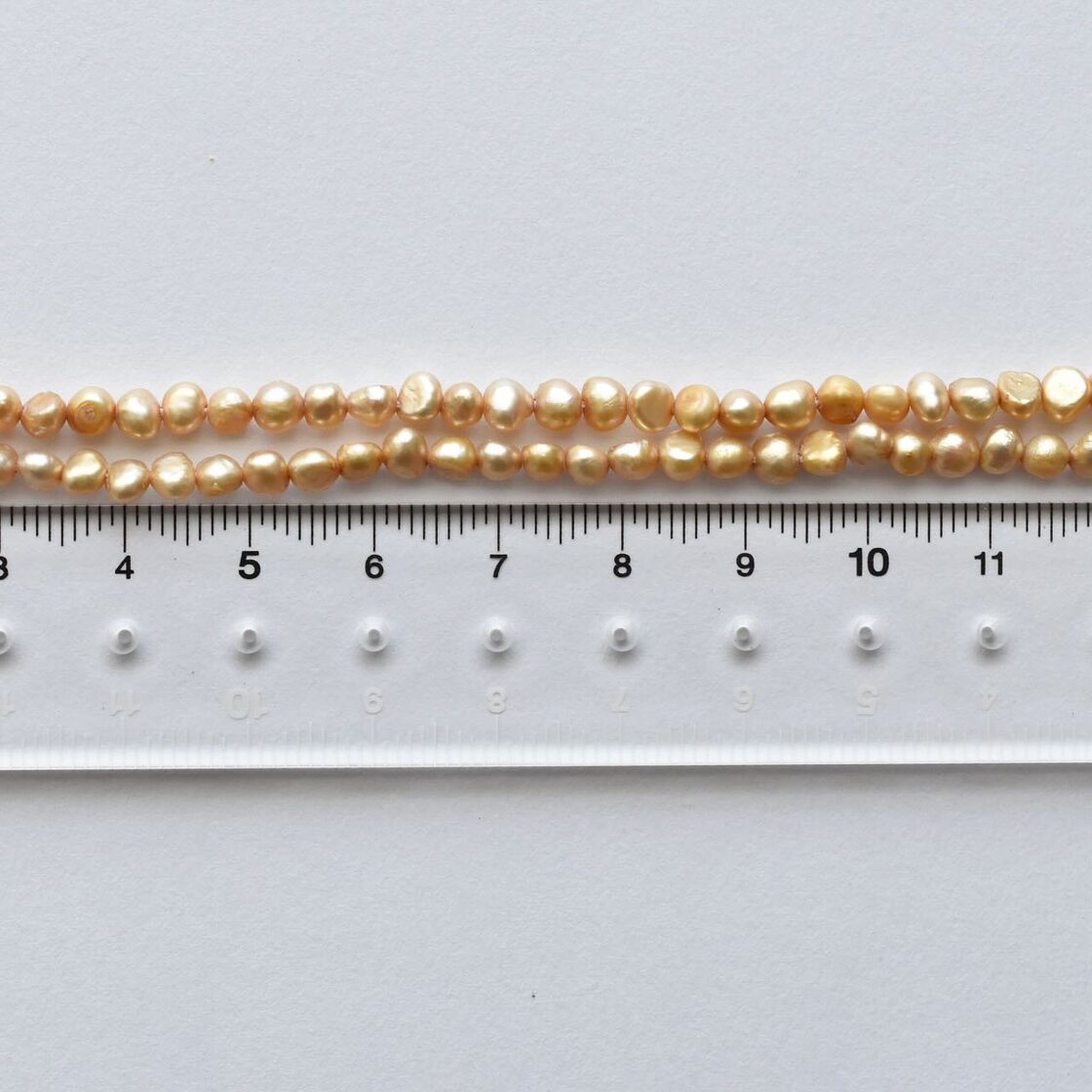 1連 淡水パール バロック ペールゴールド 約3.5-4mm | PAY ID 【未使用 
