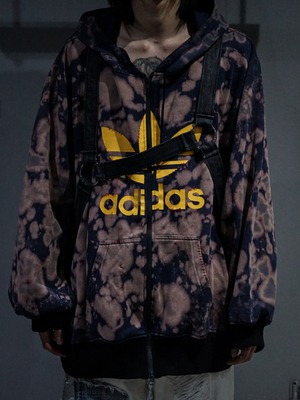 【add (C) vintage】"Original Remake" Docking × Harness Belt Gimmick Loose Zip Up Hoodie