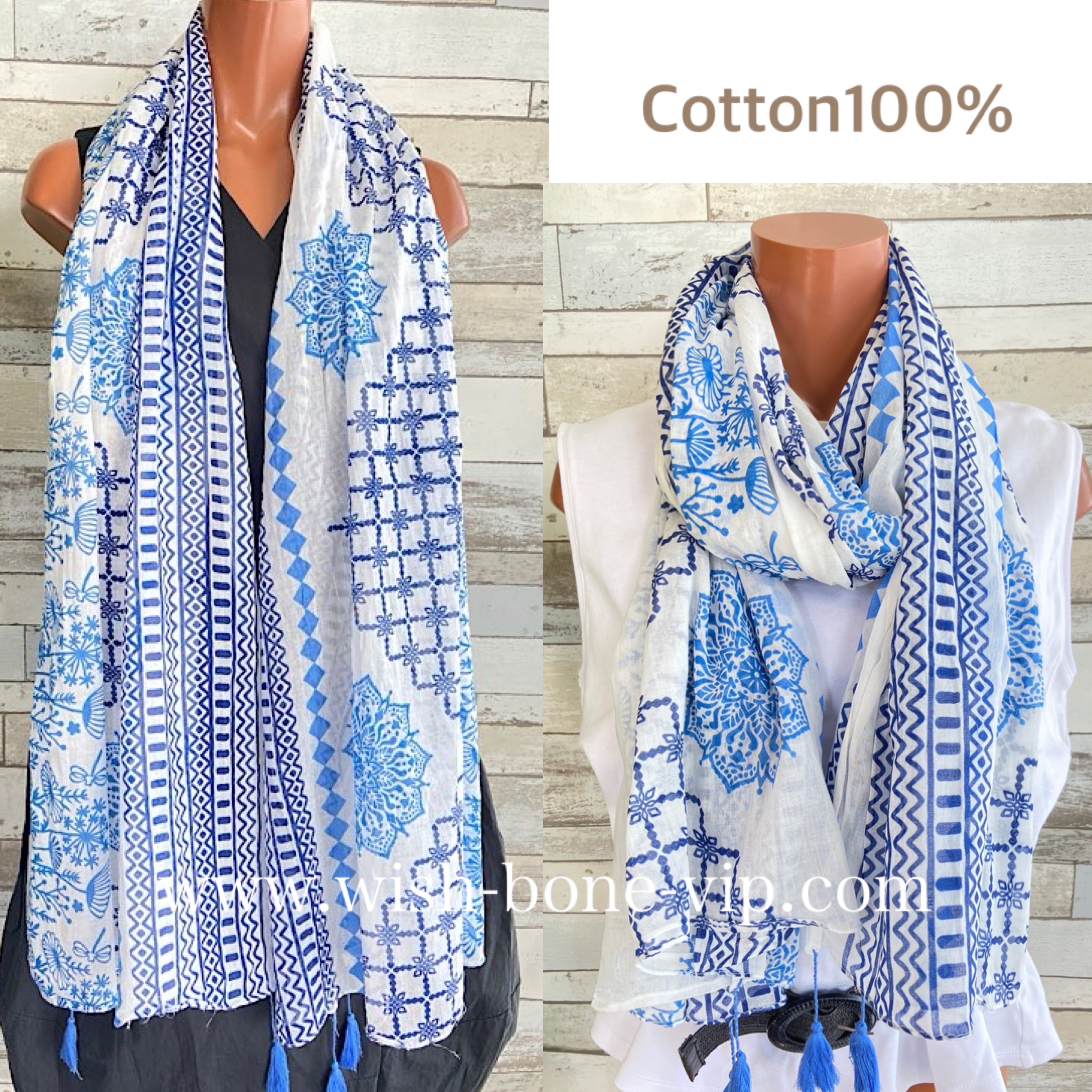 インポート大判ストール COTTON 100% コットン｜ロングストール
