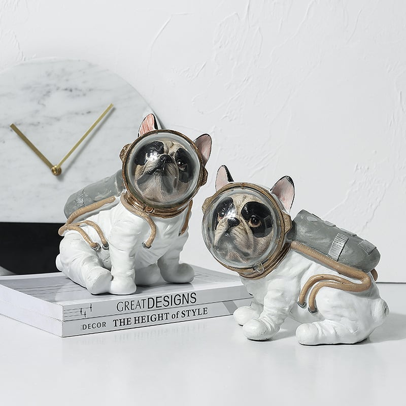 ブルドッグ 犬 Dog 宇宙飛行士 船外活動 お座り 置物 オブジェ 玄関