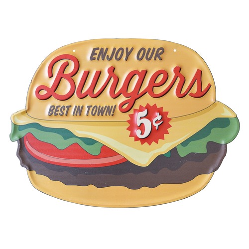 エンボス看板【BURGER】プレート サイン ハンバーガー アメリカン雑貨